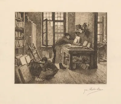 Lithographer At Work In His Workshop
