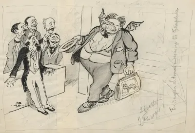 Litvinov With Bat Wings And His Hat In His Hand Appears To Participate In The Work Of The League Of Nations