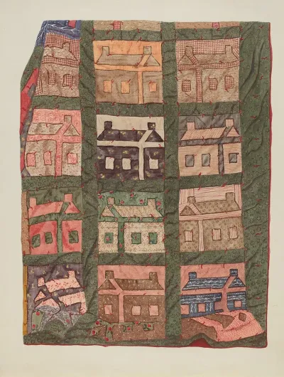 Log Cabin Patchwork Quilt