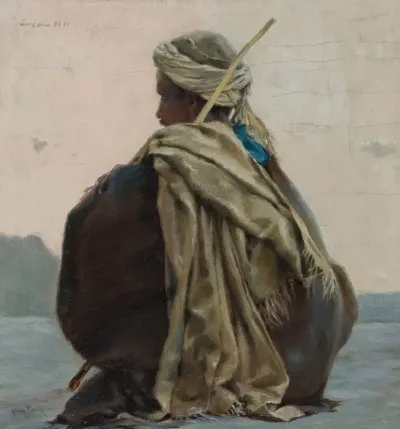 Louxor Arabe Assis De Trois Quarts Dos