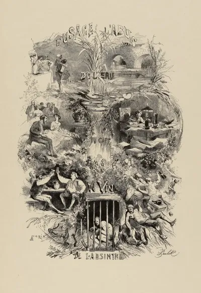 Lusage Et Labus De Leau Du Cafe Du Vin De Labsinthe