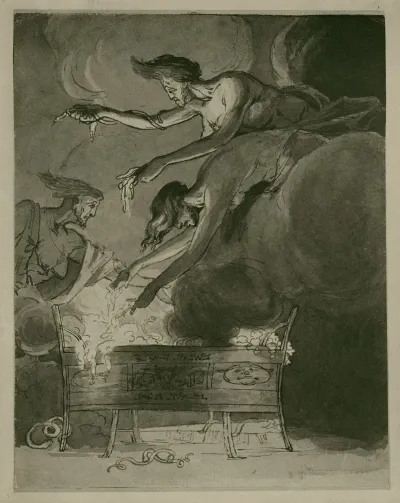 Macbeth The Three Witches Hovering Over The Cauldron In The Cave