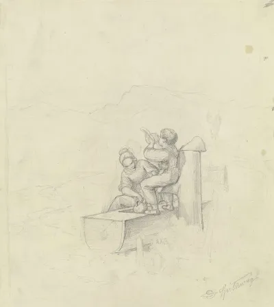 Madchen Und Junge Am Brunnen