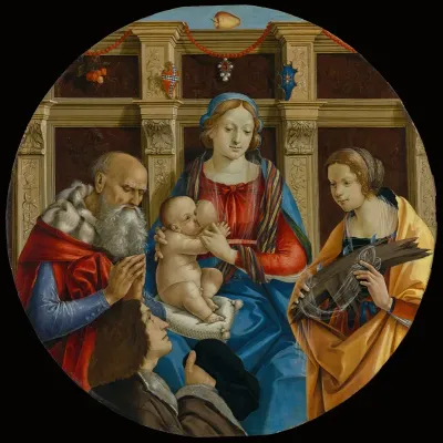 Madonna And Child With A Male Saint Catherine Of Alexandria And A Donor