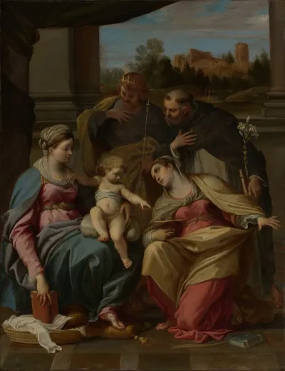 Madonna And Child With Saints Lucy Dominic And Louis Of France