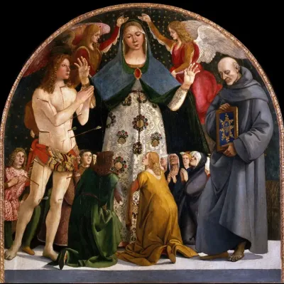 Madonna Of Mercy And Saints Sebastian And Bernardino Da Siena
