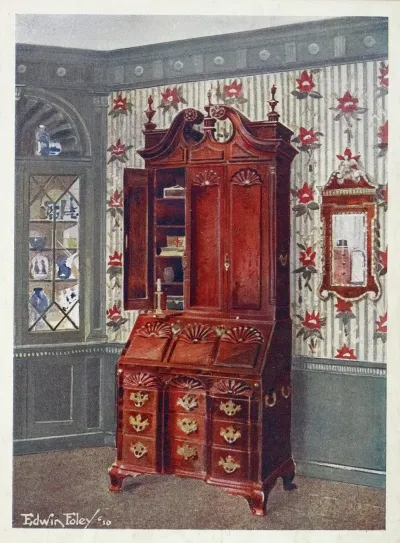 Mahogany Cabinet Topped Block Front Scrutoir Mahogany And Gilt Constitution Mirror