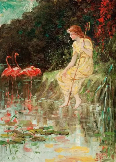 Maiden With Flamingos