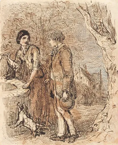 Man And Woman At Well