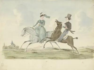Man En Vrouw Te Paard In Een Landschap