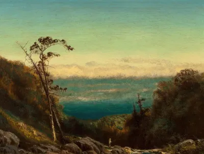 Man Fishing Before A Grand Landscape