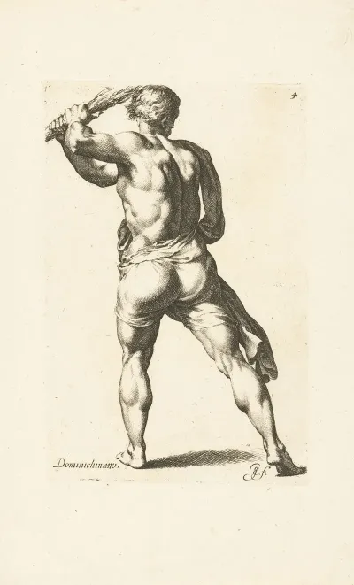 Man Hitting With A Bundle Of Branches