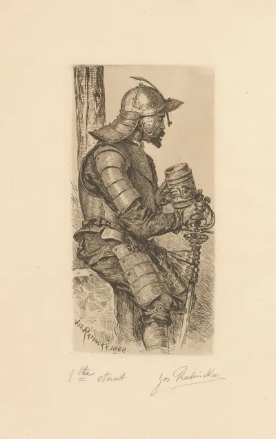 Man In Armor With Sword And Pulley