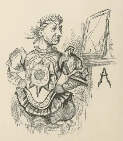 Man In Caesar Costume Gazes Into Broken Mirror