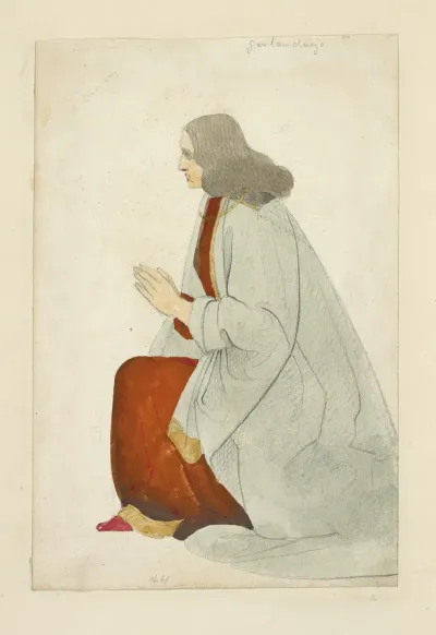 Man In Long Robe Kneeling With Hands In Prayer Position 1461