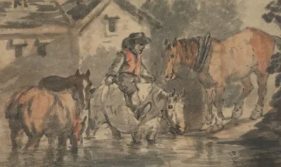 Man Watering Four Horses