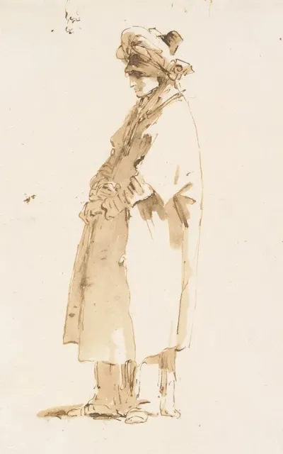 Man With An Elaborate Headdress Facing Left