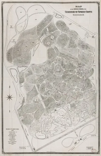 Map Of The Improved Portion Of The Cemetery Of Spring Grove Cincinnati O