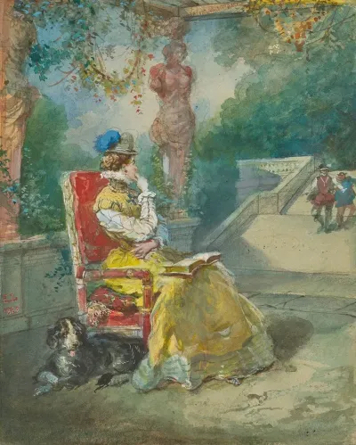 Marguerite De Valois Assise Dans Un Parc