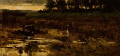 Marsh Landscape With Egret