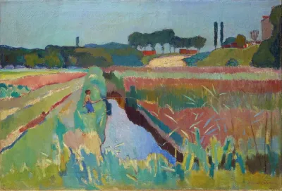 Marshland Near Neudorf With Fishing Boy