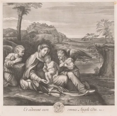 Mary With Sleeping Christ Child And Two Angels