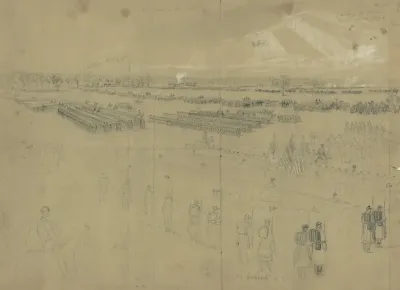Mcclellan Reviewing His Troops Near Baileys Cross Roads