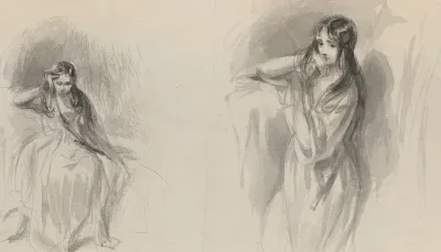 Melancholy Woman Two Sketches