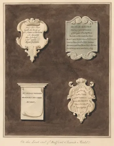 Memorials To Mrs Mary Staunton John Silvester Mrs Frances Whiterly And Mrs Rebecca Lone From Bedfont Church
