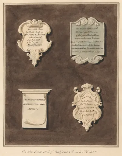 Memorials To Mrs Mary Staunton John Silvester Mrs Frances Whiterly And Mrs Rebecca Lone From Bedfont Church