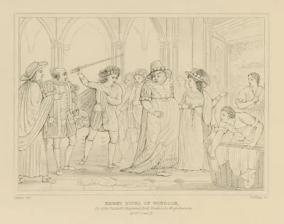 Merry Wives Of Windsor Sir John Falstaff Disguised Ford Shallow Sir Hugh Evans C Act Iv Scene 2