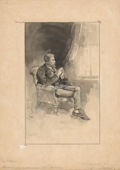 Mijmerende Man In Een Leunstoel