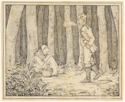 Militair En Een Oude Vrouw In Een Bos