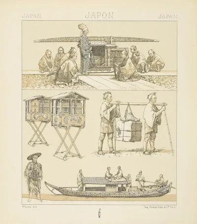 Modes Et Moyens De Transport E Norimon Et Ses Porteurs Les Cantines De Voyage Barque Fluviale Coolies Paysan