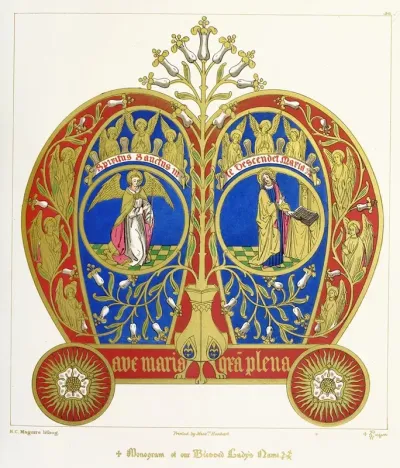 Monogram Of Our Blessed Ladys Name With The Annunciation