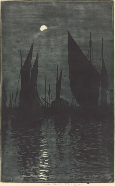 Moonlight In The Harbor At Dieppe