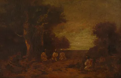 Moonlit Landscape With Indians