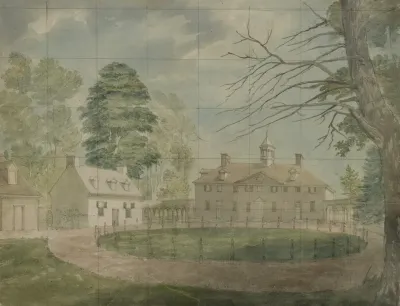 Mount Vernon With Outbuildings Shown From The Far Side Of The Driveway