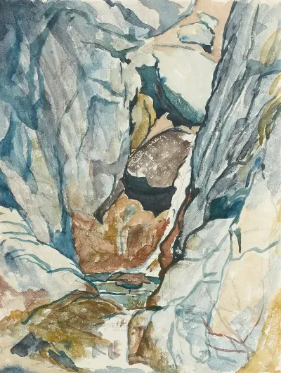 Mountain Gorge With Waterfall