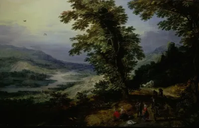 Mountain Road With Travelers