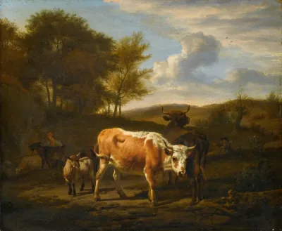 Mountainous Landscape With Cows