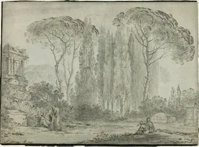 Mourners In A Graveyard