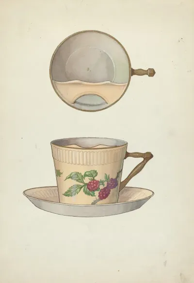 Mustache Cup And Saucer