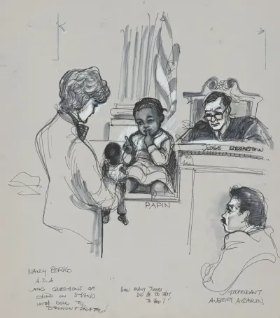 Nancy Borko A D A Asks Questions Of Child On Stand With Doll To Demonstrate How Many Times Did He Do That To You