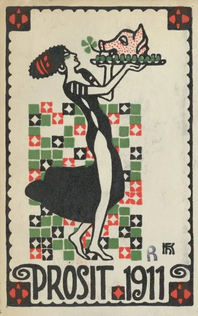 New Years Card Cheers 1911 Prosit
