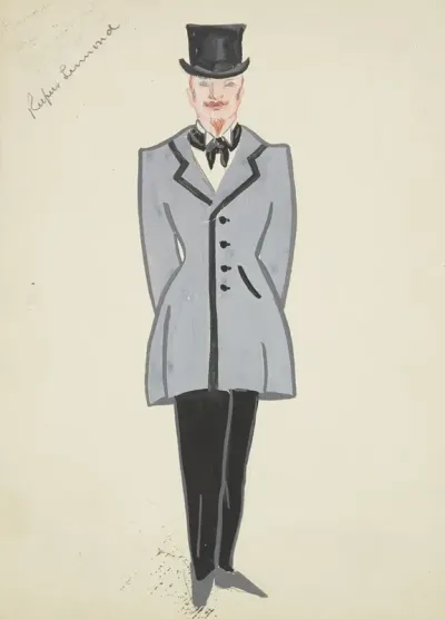 New York Fireman Grey Coat Black Trousers Black Tie And Black Top Hat