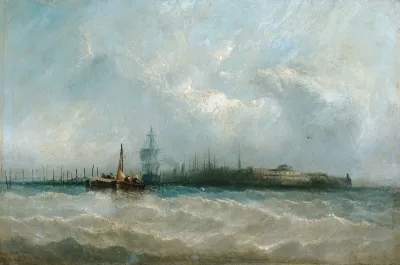 New York From The Harbor Showing The Battery And Castle Garden