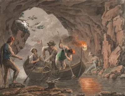 Night Fishing At The Entrance To A Cave