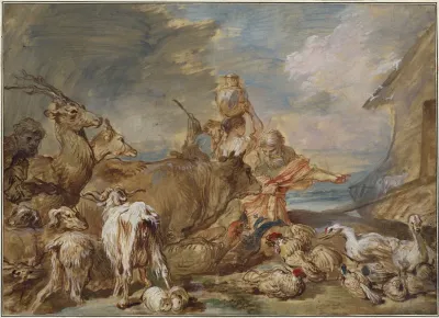 Noah Leading The Animals Into The Ark