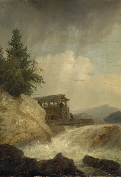 Nordic Landscape With A Waterfall